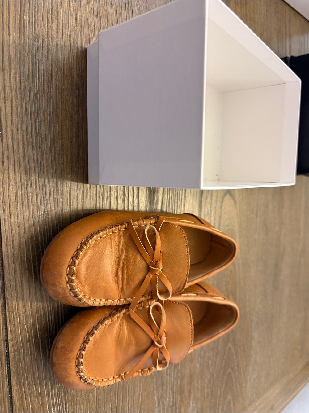 Kids Tan Moccasin Shoes with Bow